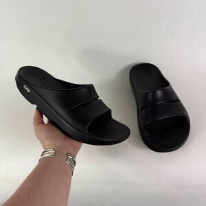 OOFOS OOahh Slide Sandals Women's 10 Black Slip-On Open Toe Outdoor Casual
